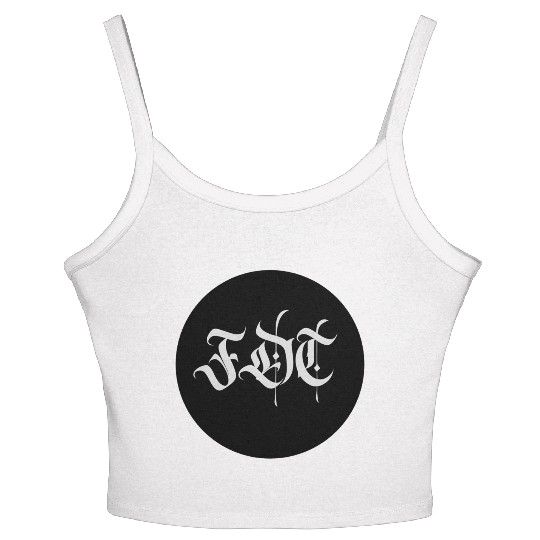 Ornate Gothic Lettering FDT in Light Grey on Black Women's Spaghetti Strap Tank Top