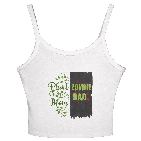 Plant Mom Zombie Dad Couple Design Women's Spaghetti Strap Tank Top
