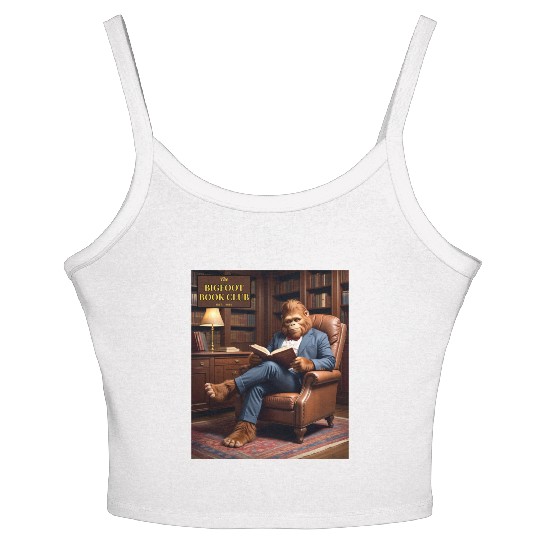 Bigfoot Book Club Sasquatch Reading in the Library Women's Spaghetti Strap Tank Top