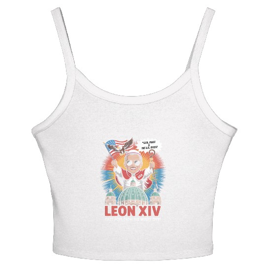 Leon XIV Funny American Pope Vatican Humor Women's Spaghetti Strap Tank Top