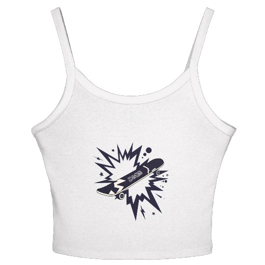 Comic Style Skateboard Women's Spaghetti Strap Tank Top