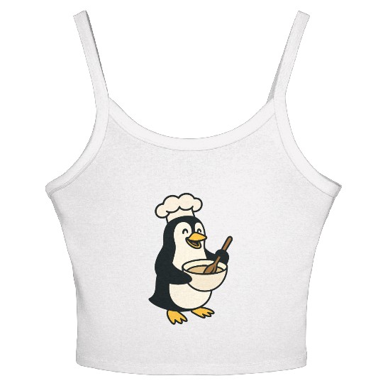 Adorable Cooking Penguin Chef Women's Spaghetti Strap Tank Top