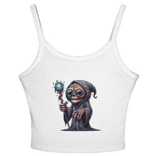 Cosmic Skull Wizard – Creepy Arcane Sorcerer Women's Spaghetti Strap Tank Top