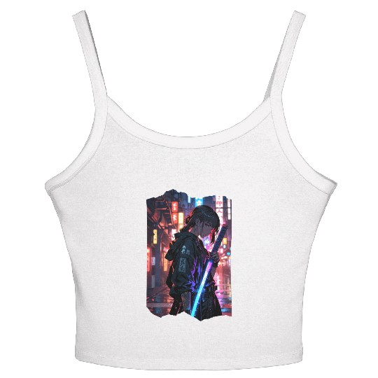 Cyberpunk Samurai Girl Women's Spaghetti Strap Tank Top