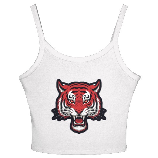 Savage Red Tiger Head – Fierce Wild Beast Women's Spaghetti Strap Tank Top