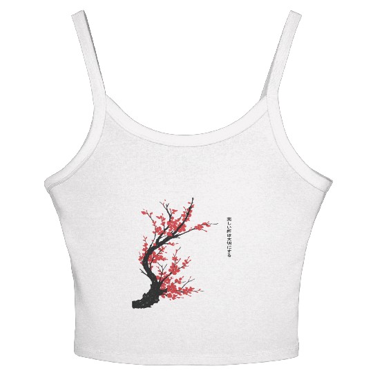 Cherry Blossom Tree – Japanese Sakura Minimalist I Women's Spaghetti Strap Tank Top