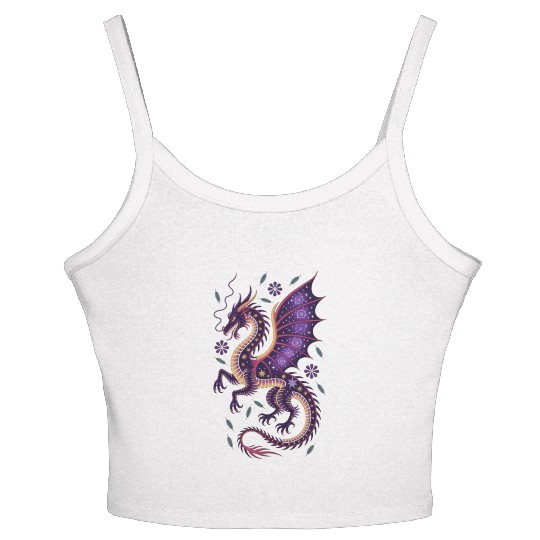 Cosmic Dragon Tattoo Illustration Women's Spaghetti Strap Tank Top