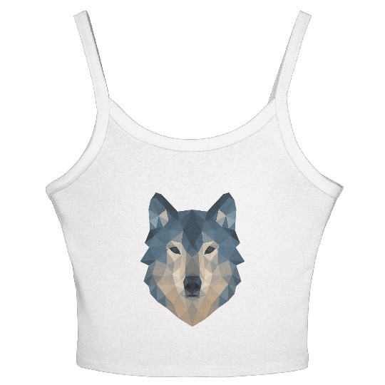 Geometric Wolf Face – Bold Abstract Wild Animal Ar Women's Spaghetti Strap Tank Top