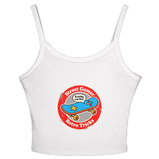 Street Gamer Retro Tricks Skateboard Fun Women's Spaghetti Strap Tank Top