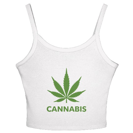 Cannabis Hemp Leaf Statement Green Look Women's Spaghetti Strap Tank Top