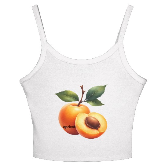 Apricot branch with green leaves Women's Spaghetti Strap Tank Top