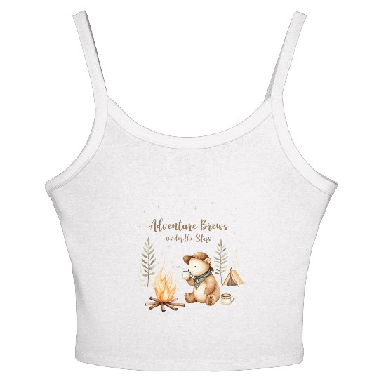 Adventure Brews Bear - Cozy Camp Night Women's Spaghetti Strap Tank Top