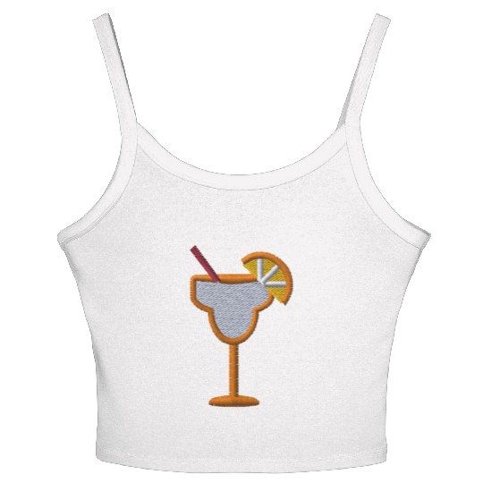 Cocktail orange embroidered Women's Spaghetti Strap Tank Top