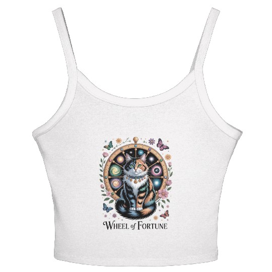 Wheel of Fortune Tarot Cat Art Women's Spaghetti Strap Tank Top