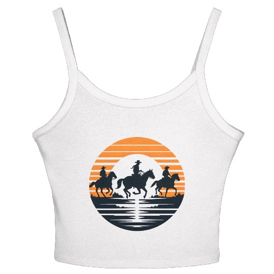 Equestrian Sunset Silhouette Women's Spaghetti Strap Tank Top