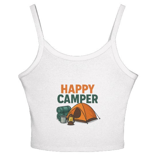 Happy Camper – Cozy Camping Vibes Women's Spaghetti Strap Tank Top