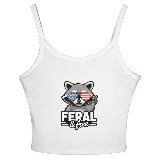 Feral And Free Patriotic Raccoon Women's Spaghetti Strap Tank Top