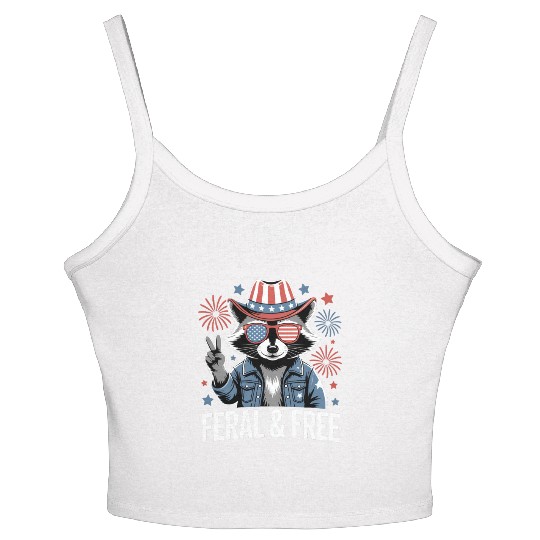 Feral And Free Patriotic Raccoon Women's Spaghetti Strap Tank Top