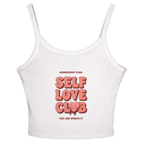 Retro self love club art. You are worth it! Women's Spaghetti Strap Tank Top