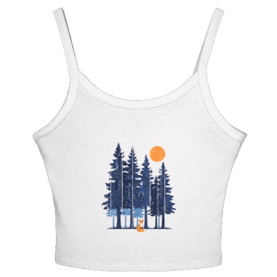 Fox in Sunset Forest Women's Spaghetti Strap Tank Top