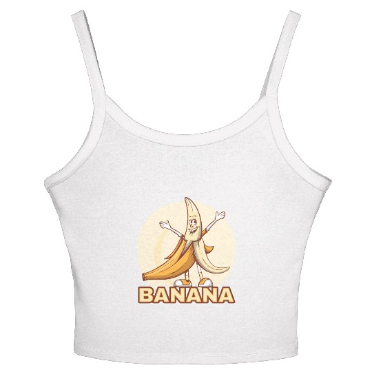 Playful Banana Character Illustration Women's Spaghetti Strap Tank Top