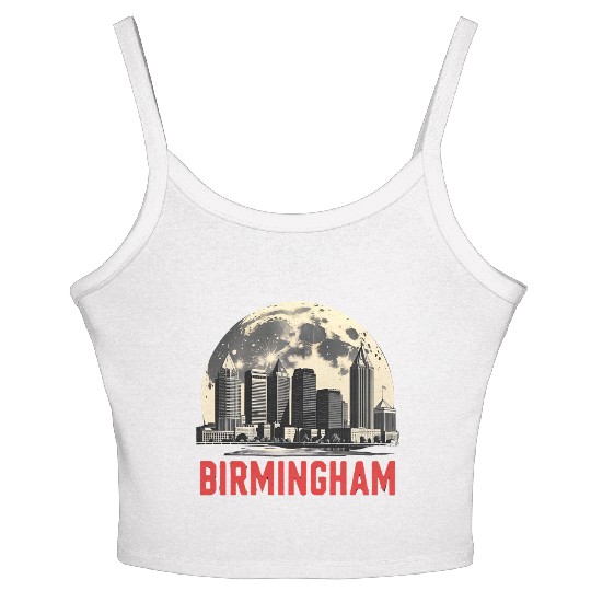 Birmingham City Albm Skyline Full Moon Women's Spaghetti Strap Tank Top