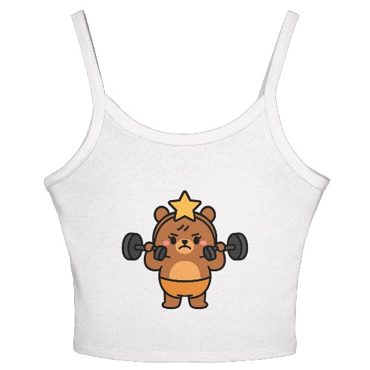 Built Different Bear Quirky Workout Character Women's Spaghetti Strap Tank Top