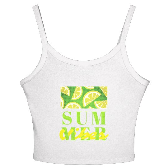 Lemon Fresh Summer Mood – Minimalist Citrus Art Women's Spaghetti Strap Tank Top