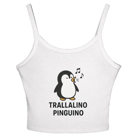 Funny penguin Trallalino cartoon design Women's Spaghetti Strap Tank Top