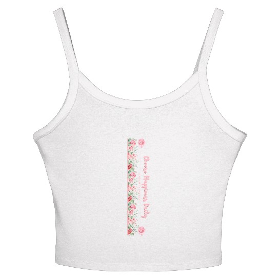 Choose Happiness Quote Design - Vertical Floral Women's Spaghetti Strap Tank Top