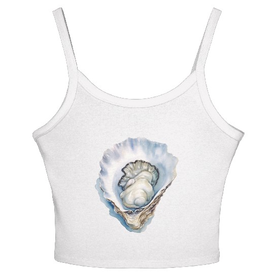 Watercolor Oyster Shell Women's Spaghetti Strap Tank Top
