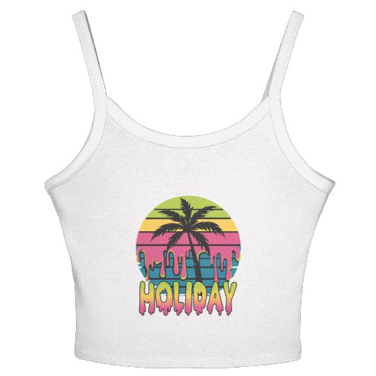 Vibrant Tropical Holiday Vibes With Sunset and Women's Spaghetti Strap Tank Top