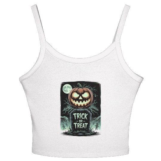 Halloween Horror Scary Thriller Trick Or Treat Women's Spaghetti Strap Tank Top