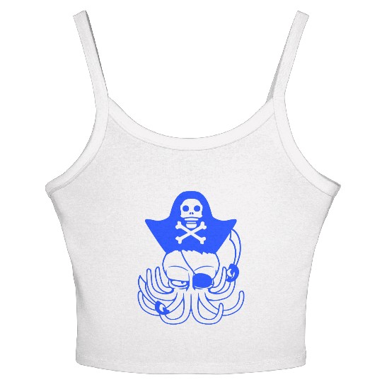 Octopus pirate crew captain sailor buccaneer sail Women's Spaghetti Strap Tank Top
