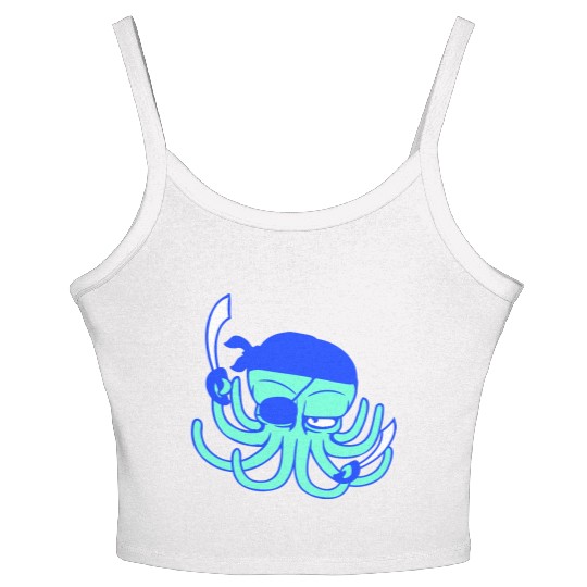 Octopus pirate crew captain sailor buccaneer sail Women's Spaghetti Strap Tank Top
