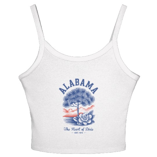 Albm State Outline – License Plate Art Women's Spaghetti Strap Tank Top