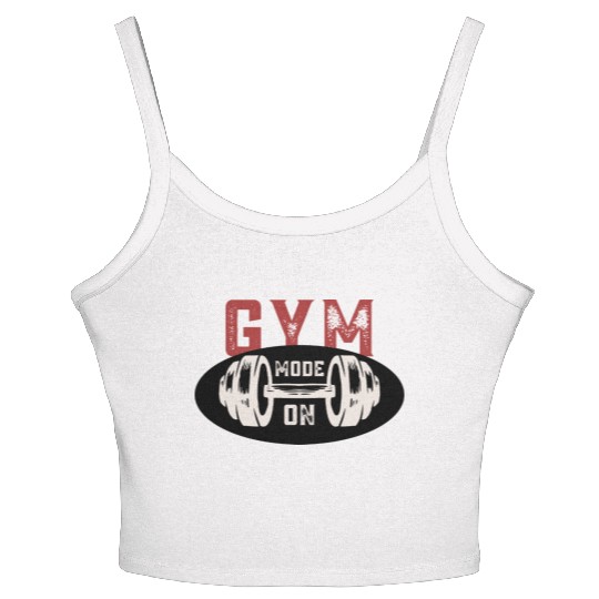 Gym Mode On Women's Spaghetti Strap Tank Top – Motivational Workout Graphic T