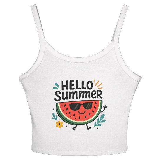 Hello Summer Watermelon Fun Women's Spaghetti Strap Tank Top