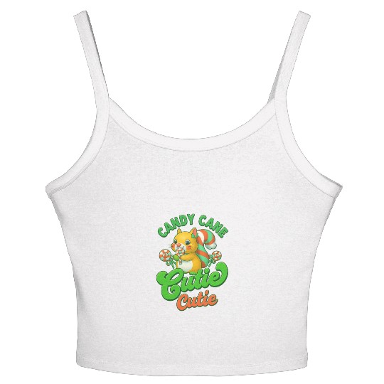 Candy Cane Cutie – Sweet Squirrel Holiday Design Women's Spaghetti Strap Tank Top