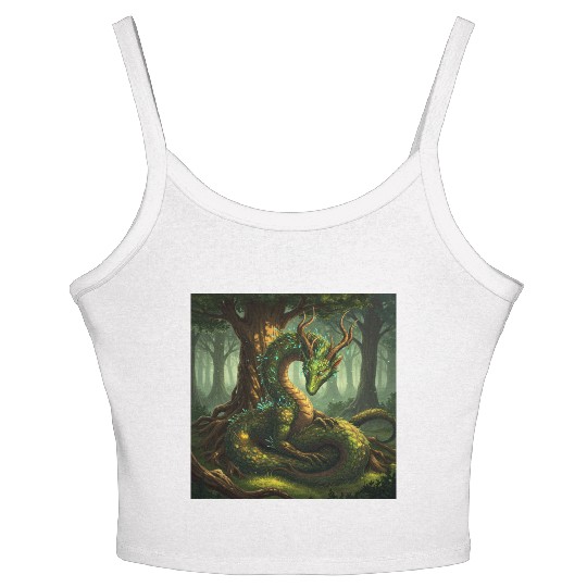 Enchanted Forest Serpent Design Women's Spaghetti Strap Tank Top