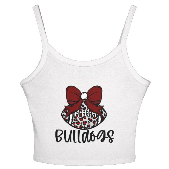Coquette Bow Leopard Football Women's Spaghetti Strap Tank Top