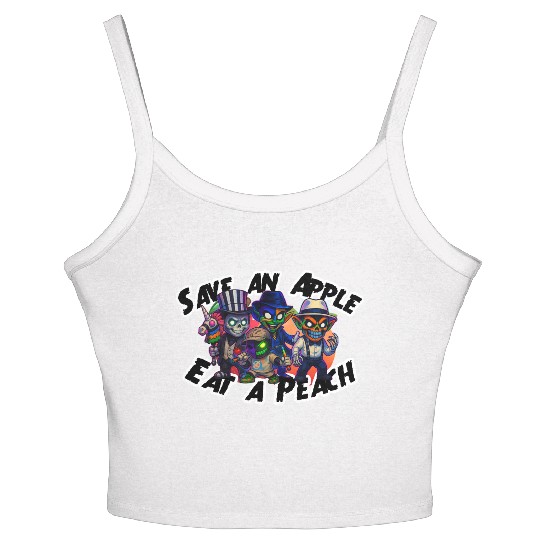 peachy kings Save an Apple Eat a Peach Women's Spaghetti Strap Tank Top