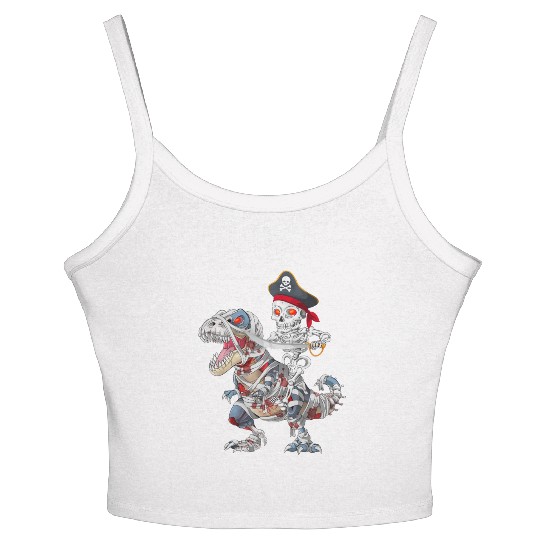 Halloween Mummy T rex Pirate Skeleton Trick Treat Women's Spaghetti Strap Tank Top