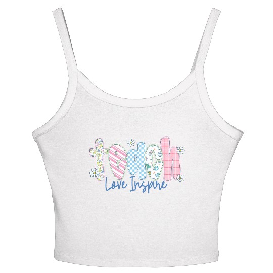 Preppy Teacher Teach Love Inspire Women's Spaghetti Strap Tank Top