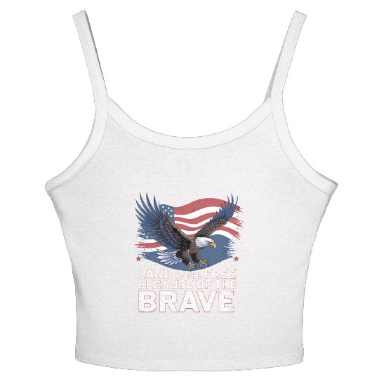 Land of the Free Because of the Brave Women's Spaghetti Strap Tank Top
