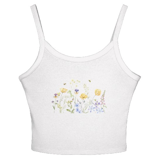 "Wildflower Garden Botanical Illustration - Nature Women's Spaghetti Strap Tank Top
