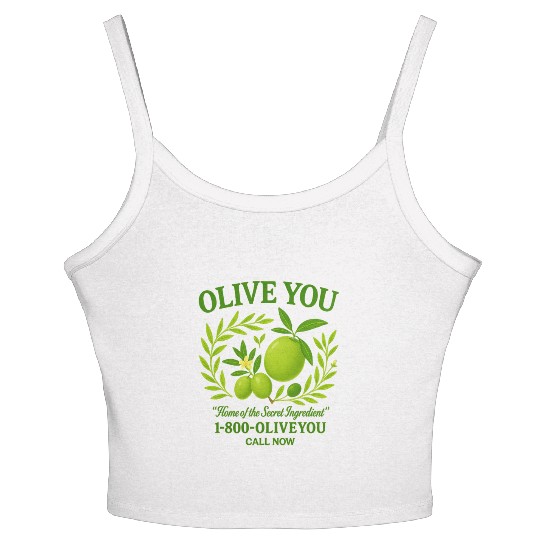 Olive You Cute Vintage Pun Graphic Women's Spaghetti Strap Tank Top