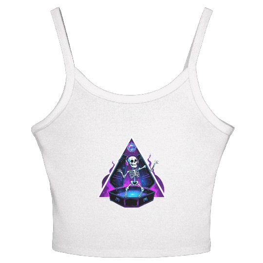 Neon Dancing Skeleton in Coffin Women's Spaghetti Strap Tank Top