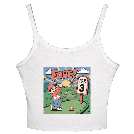 Mini Golf Retro Cartoon on Champion Unisex Women's Spaghetti Strap Tank Top