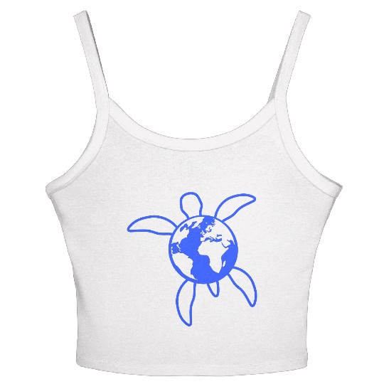 Water turtle earth globe planet logo symbol cool Women's Spaghetti Strap Tank Top